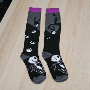 Nightmare Before Christmas Themed Black and Gray Socks